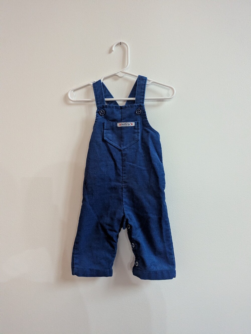 Vtg Healthtex Overalls Baby 6-9m Blue Corduroy